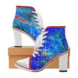 Lace Up Ankle Boots / Navy Blue Ankle Boots /Chunky Heel Ankle Boots / by Lala Lapinski Design