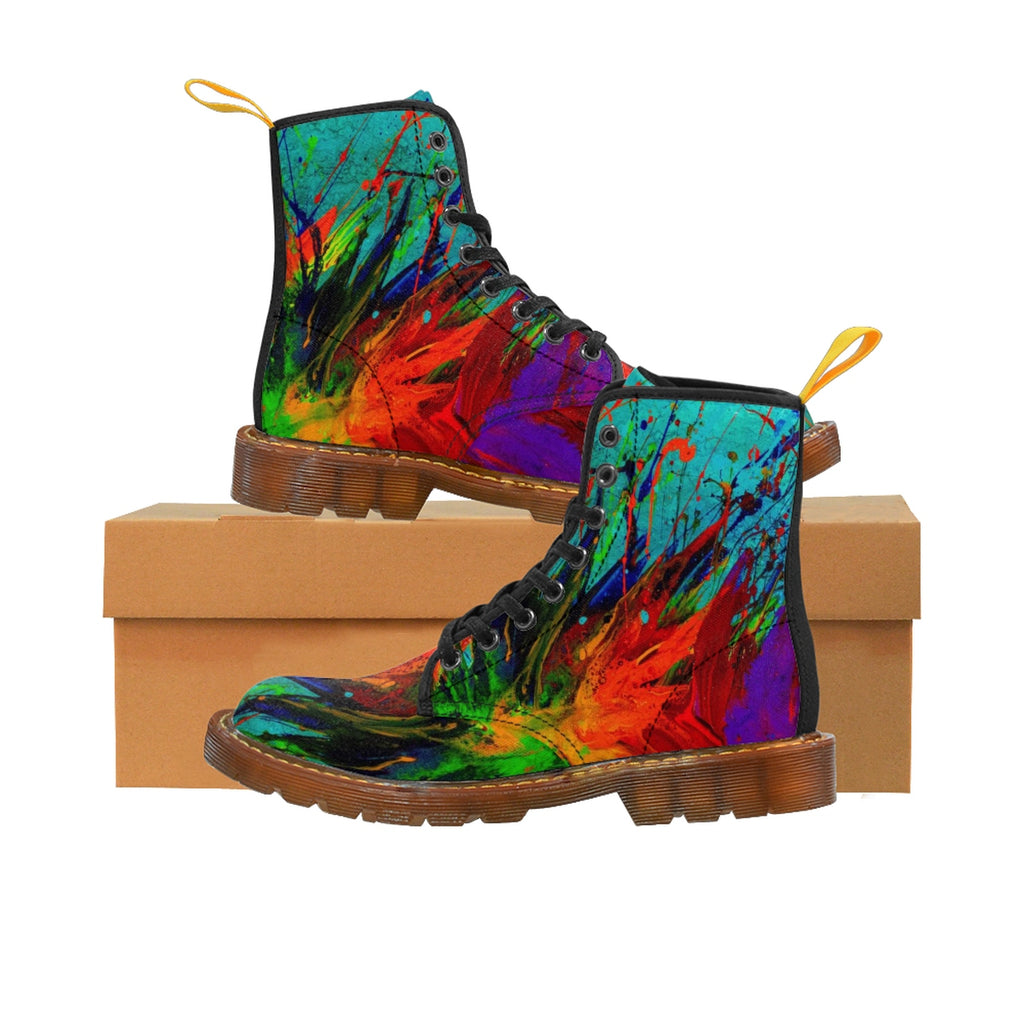 Women's Doc Boots / Red Dr. Martin Shoes / Rainbow Shoes / Canv – Lala Lapinski Art & Design